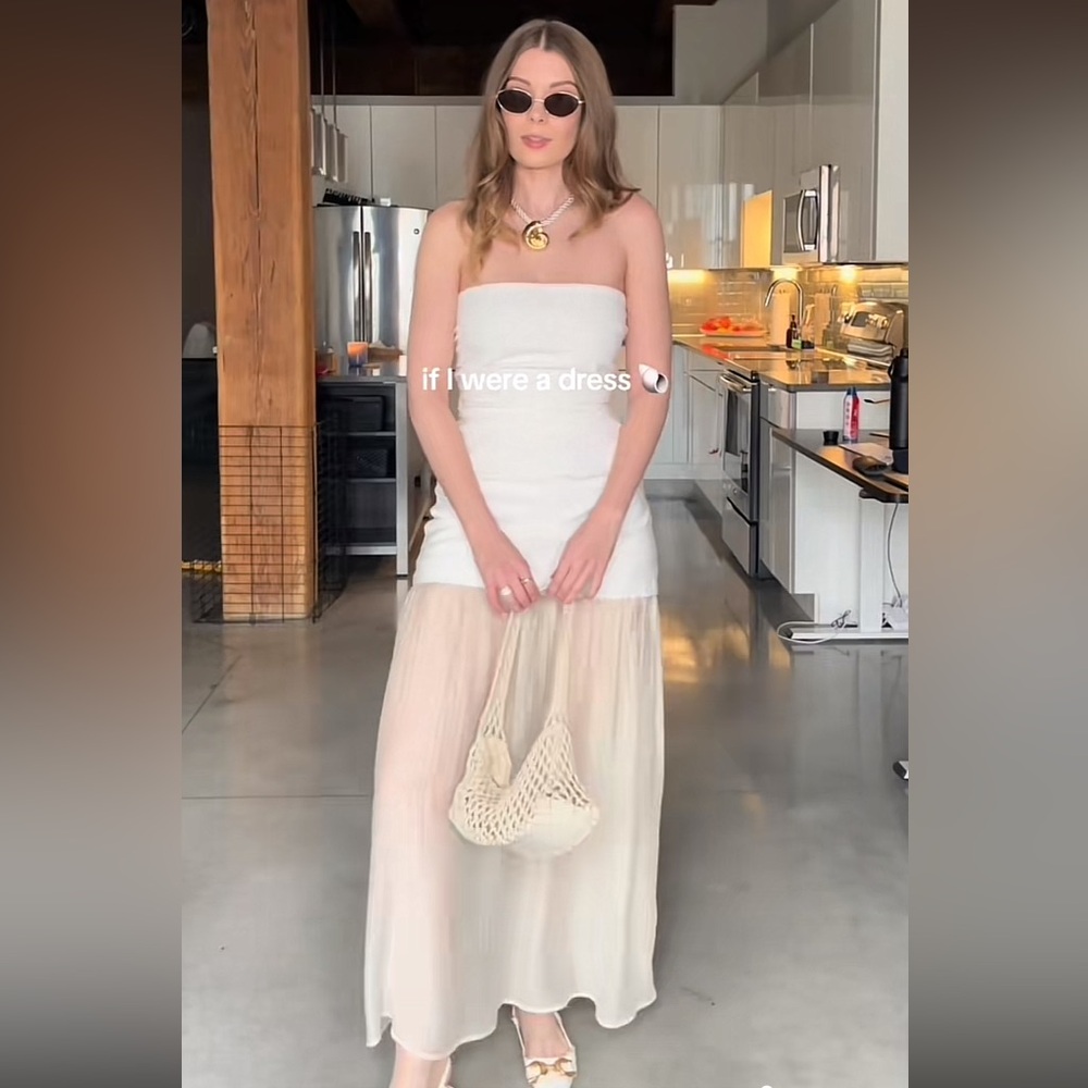 ZARA COMBINATION STRAPLESS MIDI DRESS - Picture 13 of 17